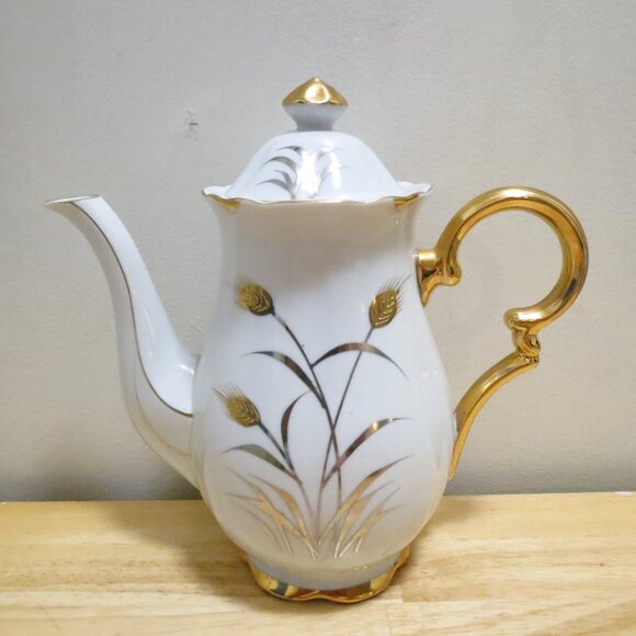 Coffee Tea 15pc Set Oakwood Japan Grain/Grasses Cream Sugar Teacups Saucers - Picture 2 of 16